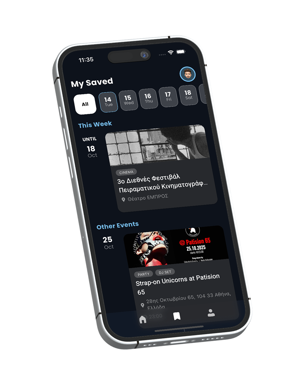 Save the events you like